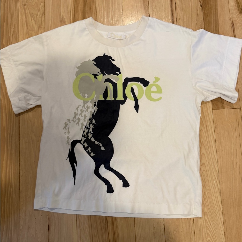 Chloe White Mercerised Horse Tshirt! Size small - Picture 3 of 5